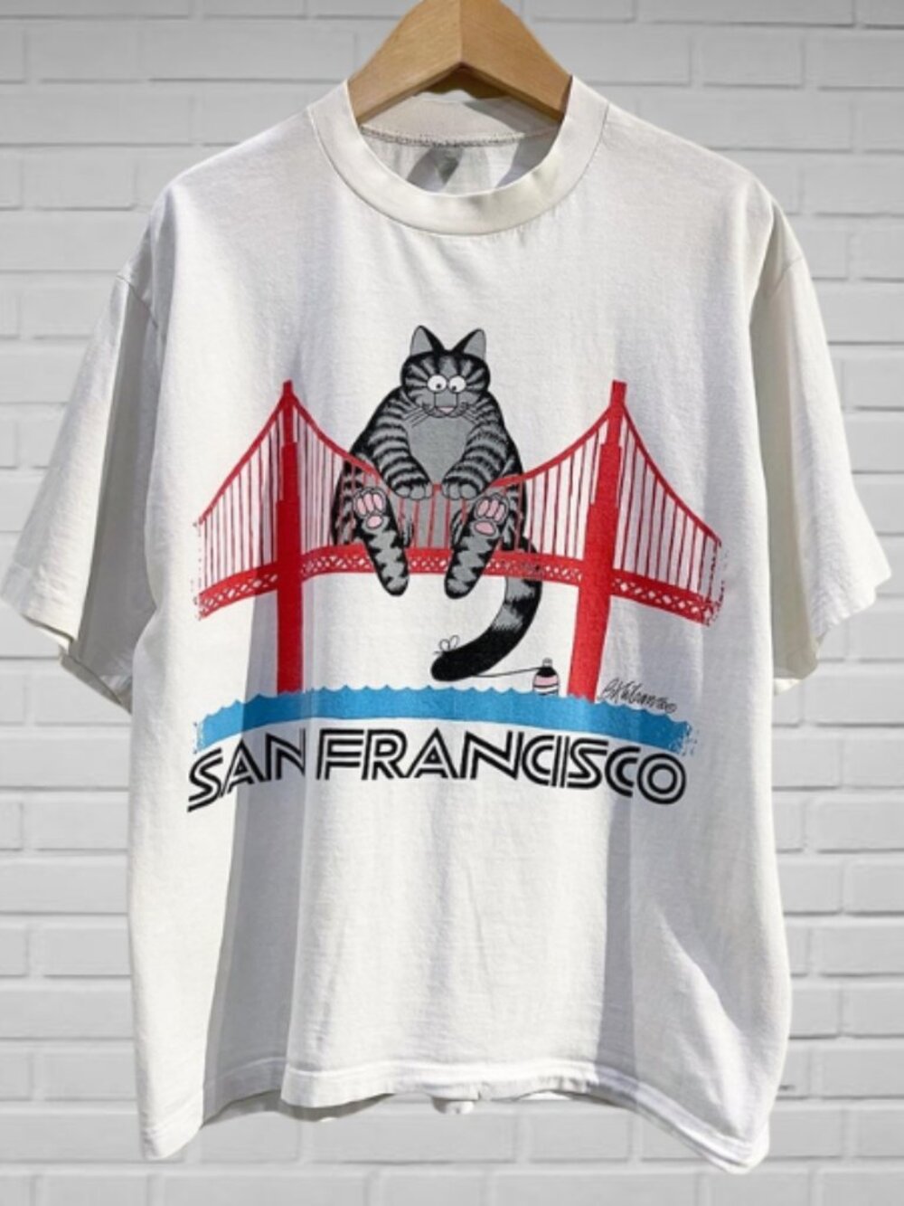 Collectible B. Kliban Cat on Golden Gate Bridge Graphic Shirt